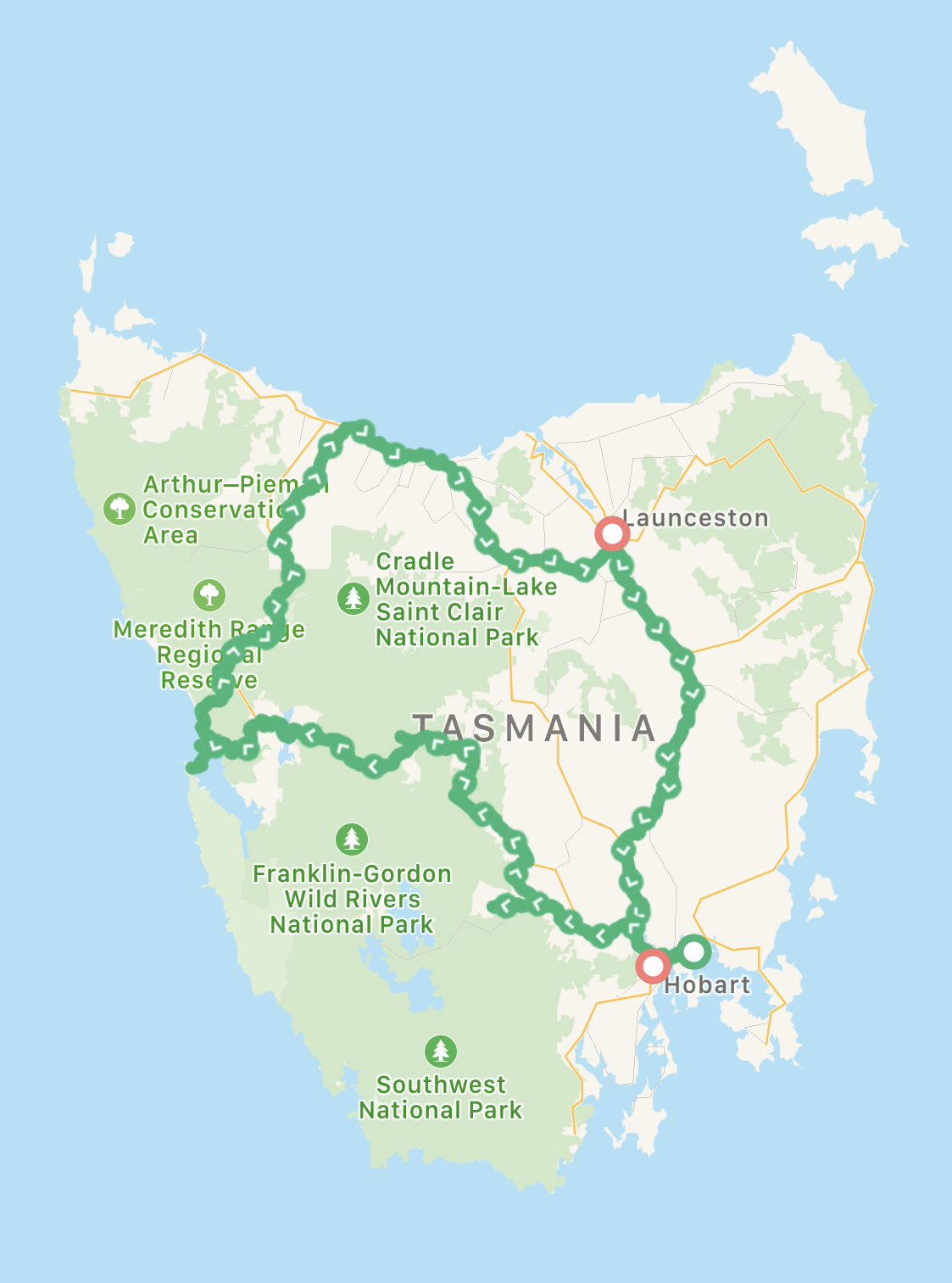 Tasmania-Route